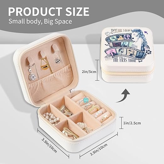 TS Inspired Jewelry Box Set, PU Leather Organizer Box, Portable Jewelry Box Music for Women,Singer Merch Gifts - Image 3