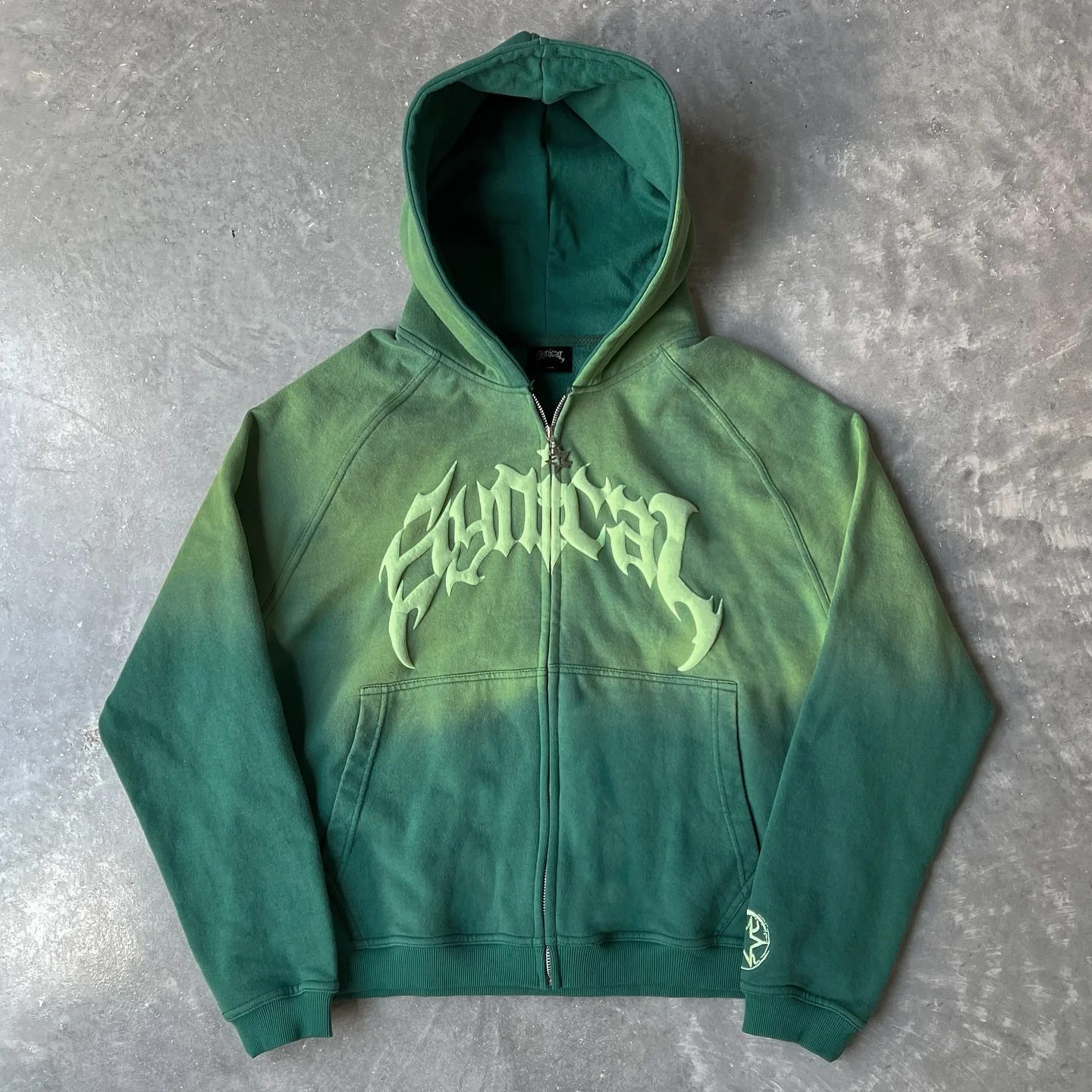 Vintage Gradient Print Zip-Up Hoodie - Image 2