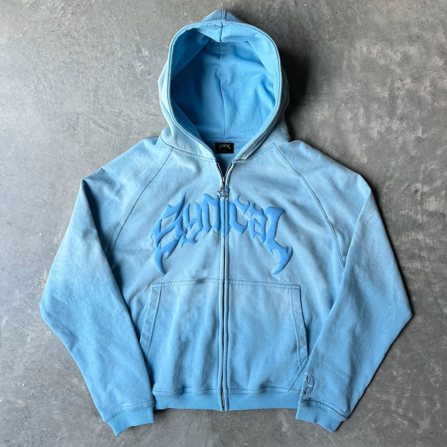 Vintage Gradient Print Zip-Up Hoodie - Image 3