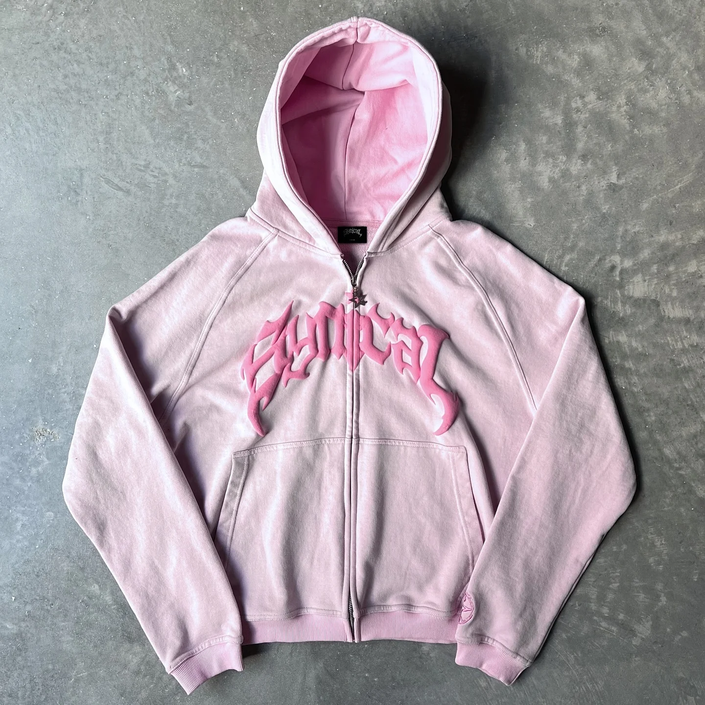 Vintage Gradient Print Zip-Up Hoodie - Image 4
