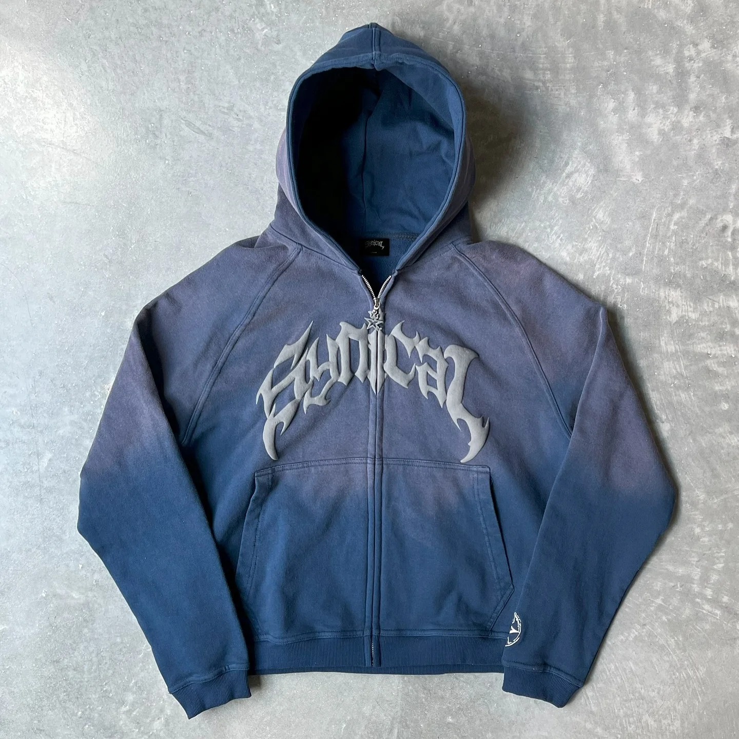 Vintage Gradient Print Zip-Up Hoodie - Image 5