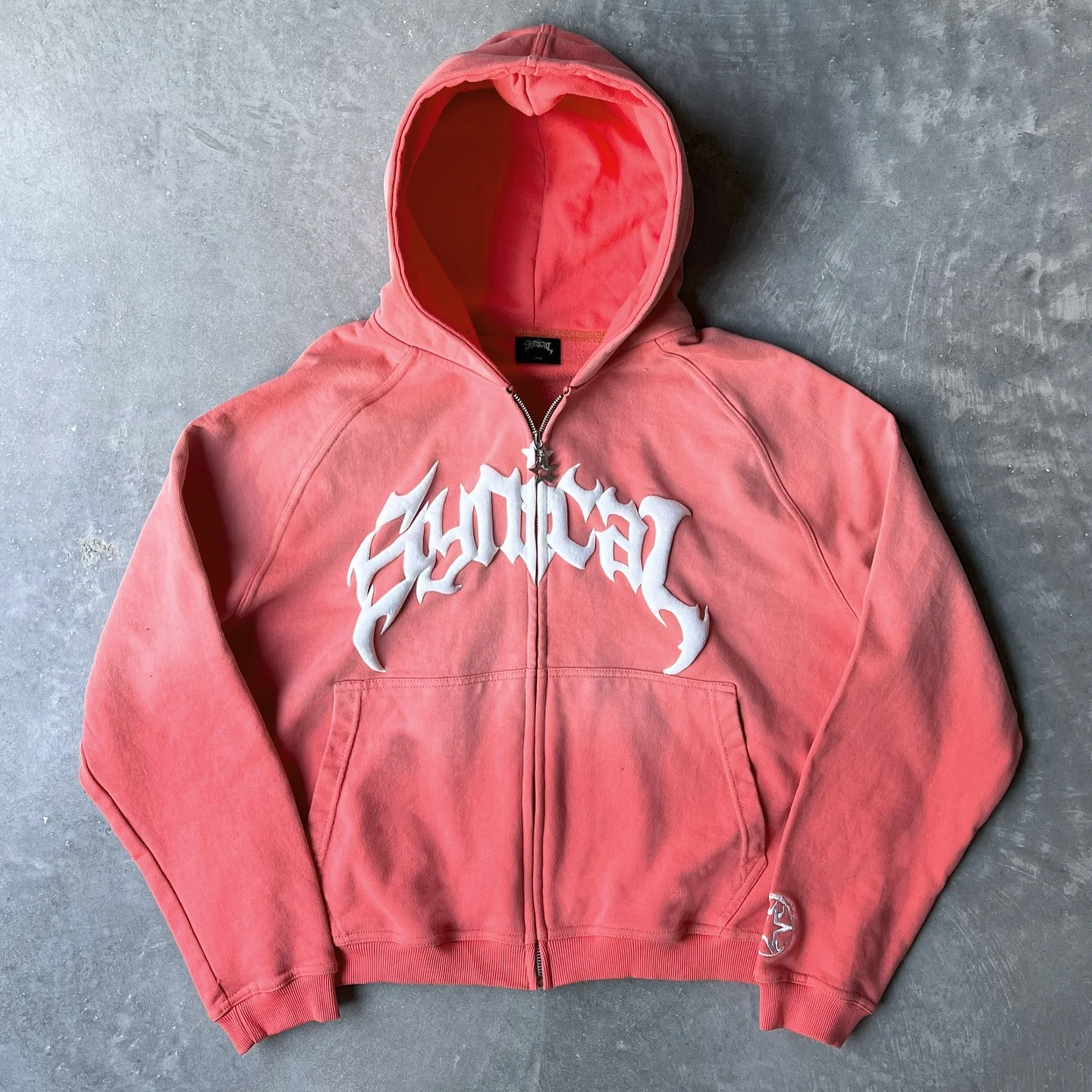 Vintage Gradient Print Zip-Up Hoodie - Image 7