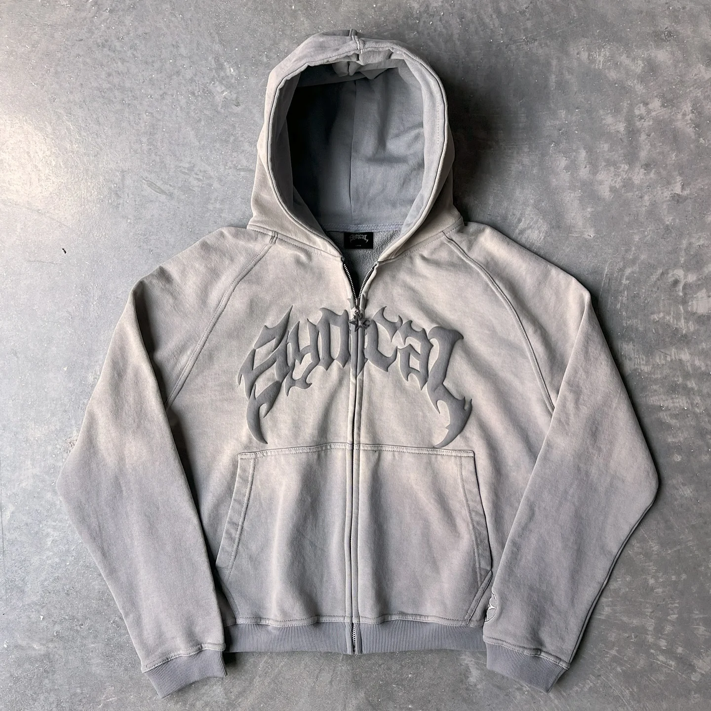 Vintage Gradient Print Zip-Up Hoodie - Image 8