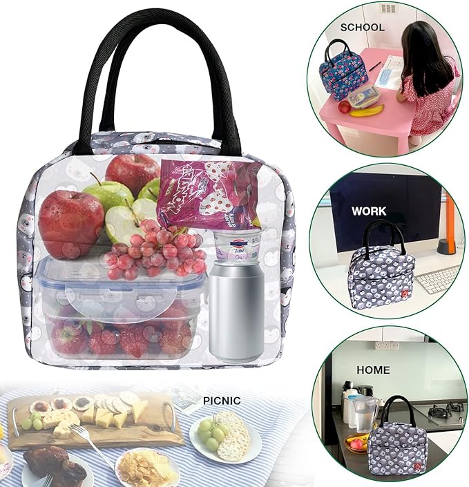 Waterproof Insulated Reusable Lunch Bag Food Drinks Container with Front Padded Pocket Double Zippers For Kids Men Women Work School Picnic - Image 4
