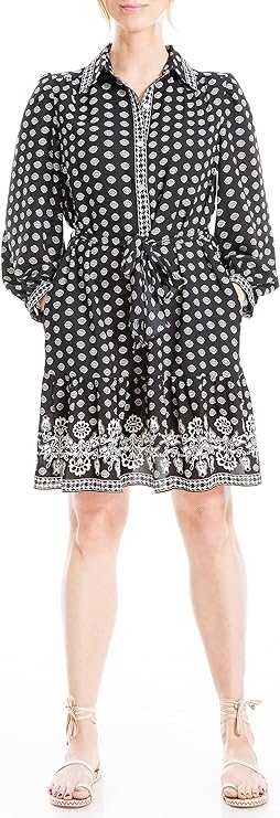 Women's Long Sleeve Collared Short Tiered Dress - Image 5