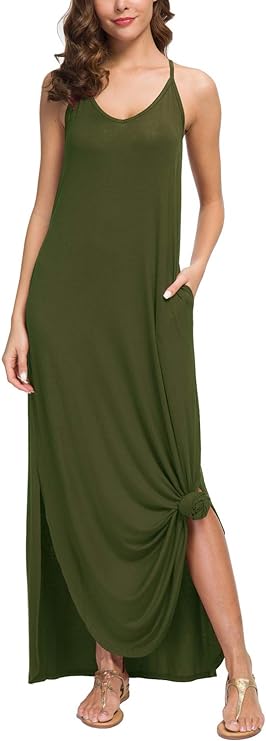 Women's Summer Casual Loose Dress Beach Cover Up Long Cami Maxi - Image 4