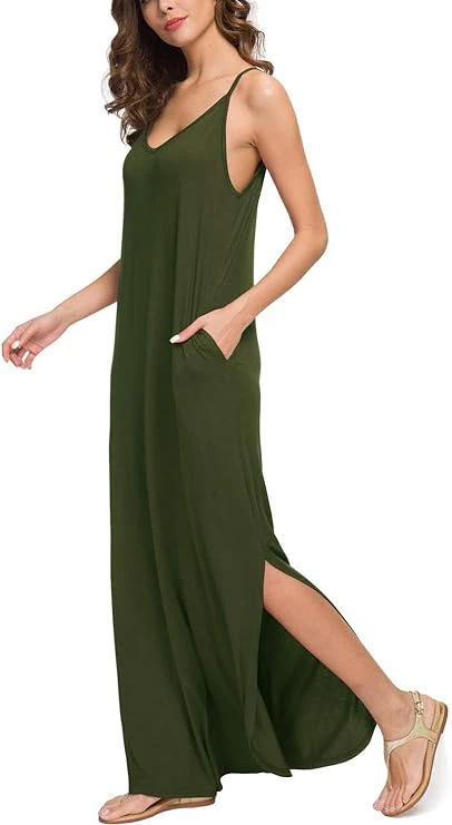 Women's Summer Casual Loose Dress Beach Cover Up Long Cami Maxi - Image 5