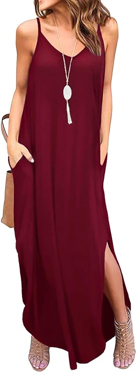 Women's Summer Casual Loose Dress Beach Cover Up Long Cami Maxi - Image 7