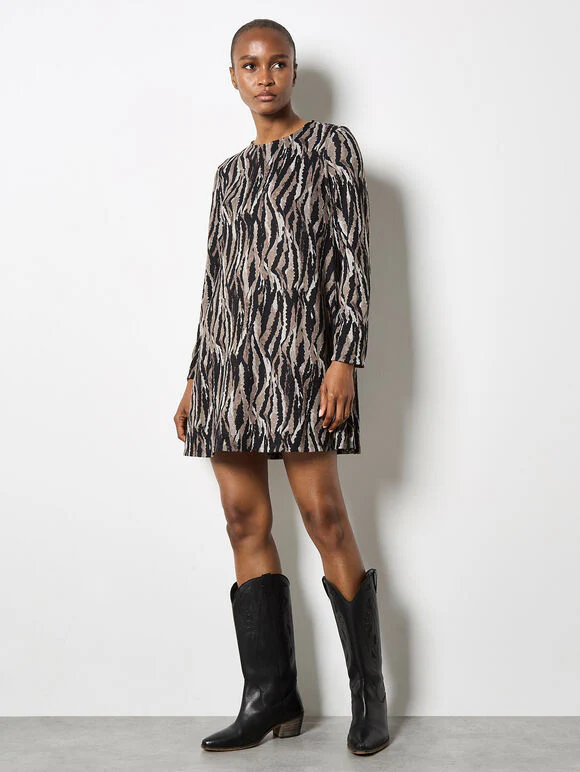 Zebra Knit Swing Mini Dress - Image 2