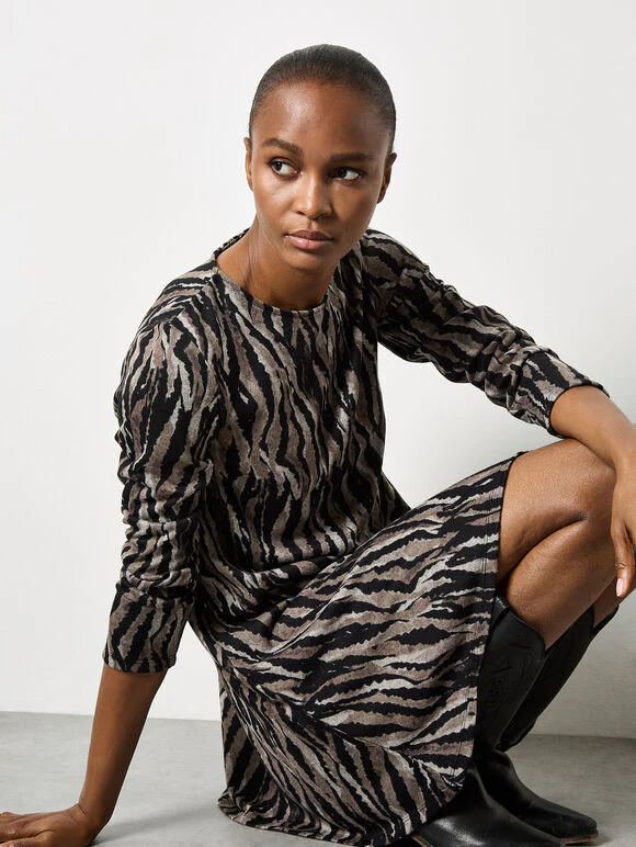 Zebra Knit Swing Mini Dress - Image 5